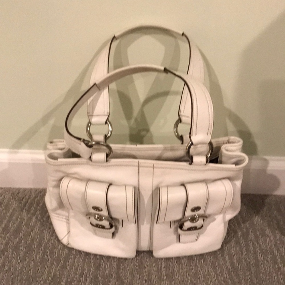Coach white leather bag!